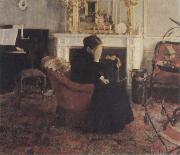Fernand Khnopff Listingto Music by Schumann oil on canvas